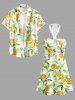 Orange Leaf Print Halter Hawaii Mini Dress -  