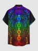 Chemise hawaïenne Galaxy Glitter à imprimé ombré 3D avec boutons et poche pour homme - Pourpre  6XL