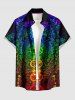 Chemise hawaïenne Galaxy Glitter à imprimé ombré 3D avec boutons et poche pour homme - Pourpre  6XL
