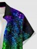 Chemise hawaïenne Galaxy Glitter à imprimé ombré 3D avec boutons et poche pour homme - Pourpre  6XL