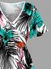 Hibiscus Flower Tropical Leaf Print Split Hawaii Midi Dress -  