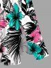 Hibiscus Flower Tropical Leaf Print Split Hawaii Midi Dress -  