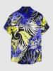 Hibiscus Flower Tropical Leaf Print Buttons Pocket Hawaii Shirt For Men -  4XL