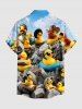 Ducks Rocks Cloud Print Buttons Pocket Hawaii Shirt For Men -  