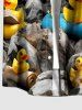 Ducks Rocks Cloud Print Buttons Pocket Hawaii Shirt For Men -  