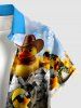Ducks Rocks Cloud Print Buttons Pocket Hawaii Shirt For Men -  