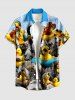 Ducks Rocks Cloud Print Buttons Pocket Hawaii Shirt For Men -  