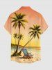 Coconut Tree Seascape Chair Ombre Print Buttons Pocket Hawaii Shirt For Men -  