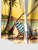 Coconut Tree Seascape Chair Ombre Print Buttons Pocket Hawaii Shirt For Men -  