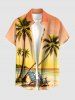Coconut Tree Seascape Chair Ombre Print Buttons Pocket Hawaii Shirt For Men -  