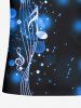 Ombre Light Spot Music Symbol Print Hawaii Zipper Polo Shirt For Men -  