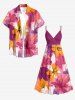 Flower Brush Painting Print Hawaii Surplice A Line Dress -  