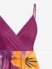 Flower Brush Painting Print Hawaii Surplice A Line Dress -  