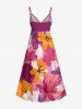 Flower Brush Painting Print Hawaii Surplice A Line Dress -  