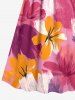 Flower Brush Painting Print Hawaii Surplice A Line Dress -  