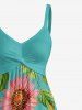 Sunflower Leaf Print Hawaii Twist A Line Dress -  