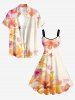 Hibiscus Flower Shell Print Hawaii A Line Dress -  