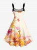 Hibiscus Flower Shell Print Hawaii A Line Dress -  