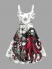 Octopus Pirate Skeleton Anchor Ship Cruise Print Matching Hawaii Beach Outfit For Couples -  