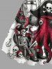 Octopus Pirate Skeleton Anchor Ship Cruise Print Matching Hawaii Beach Outfit For Couples -  