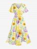 Tenue de plage hawaïenne assortie pour couples - Imprimé fleurs et feuilles - Jaune 