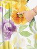 Tenue de plage hawaïenne assortie pour couples - Imprimé fleurs et feuilles - Jaune 