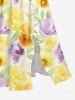 Tenue de plage hawaïenne assortie pour couples - Imprimé fleurs et feuilles - Jaune 