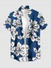 Hibiscus Flowers Print Buttons Pocket Hawaii Shirt For Men -  
