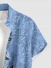 Tenue de plage hawaïenne assortie pour couple avec imprimé fleur d'hibiscus, feuilles et branches - Bleu Ciel 