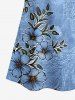 Tenue de plage hawaïenne assortie pour couple avec imprimé fleur d'hibiscus, feuilles et branches - Bleu Ciel 