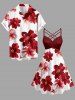 Flower Print Matching Hawaii Beach Outfit For Couples -  