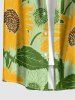 Sunflowers Leaf Print Buttons Pocket Hawaii Shirt For Men - Vert XL