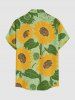Sunflowers Leaf Print Buttons Pocket Hawaii Shirt For Men - Vert XL
