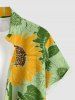 Sunflowers Leaf Print Buttons Pocket Hawaii Shirt For Men - Vert XL