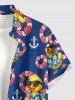 Imprimé canard, bouée et ancre - Tenue de plage hawaïenne assortie pour couples - Bleu 