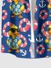 Imprimé canard, bouée et ancre - Tenue de plage hawaïenne assortie pour couples - Bleu 