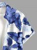 Tropical Leaf Hibiscus Flower Print Hawaii Button Pocket Shirt For Men -  