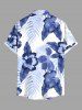Tropical Leaf Hibiscus Flower Print Hawaii Button Pocket Shirt For Men -  