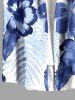 Tropical Leaf Hibiscus Flower Print Hawaii Button Pocket Shirt For Men -  