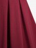 Robe A-line plissée texturée à boutons unis Grande taille - Rouge Vineux 1X | US 14-16