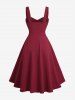 Robe A-line plissée texturée à boutons unis Grande taille - Rouge Vineux 1X | US 14-16