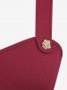 Robe trapèze plissée texturée à boutons unis grande taille - Rouge Vineux 4X | US 26-28