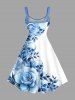 Skull Flowers Leaf Print Hawaii Tank Dress(Adjustable Shoulder Strap) -  