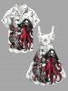 Robe débardeur Hawaii à imprimé pieuvre, pirate, squelette, ancre, bateau de croisière (bretelles réglables) - Rouge Vineux XXS