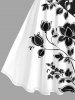 Flower Leaf Colorblock Print Hawaii Tank Dress(Adjustable Shoulder Strap) -  