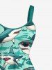 Sharks Print Hawaii Tank Dress(Adjustable Shoulder Strap) - Turquoise Foncée L