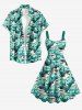 Sharks Print Hawaii Tank Dress(Adjustable Shoulder Strap) - Turquoise Foncée L