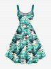 Sharks Print Hawaii Tank Dress(Adjustable Shoulder Strap) - Turquoise Foncée L