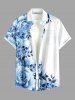 Skull Flowers Leaf Print Buttons Pocket Hawaii Shirt For Men - Bleu clair XL
