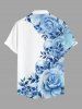 Skull Flowers Leaf Print Buttons Pocket Hawaii Shirt For Men - Bleu clair XL